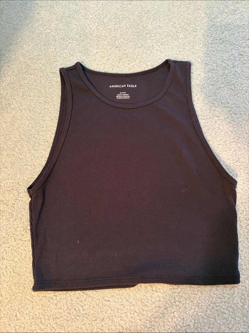 American Eagle Outfitters Black Ribbed Cropped Tank